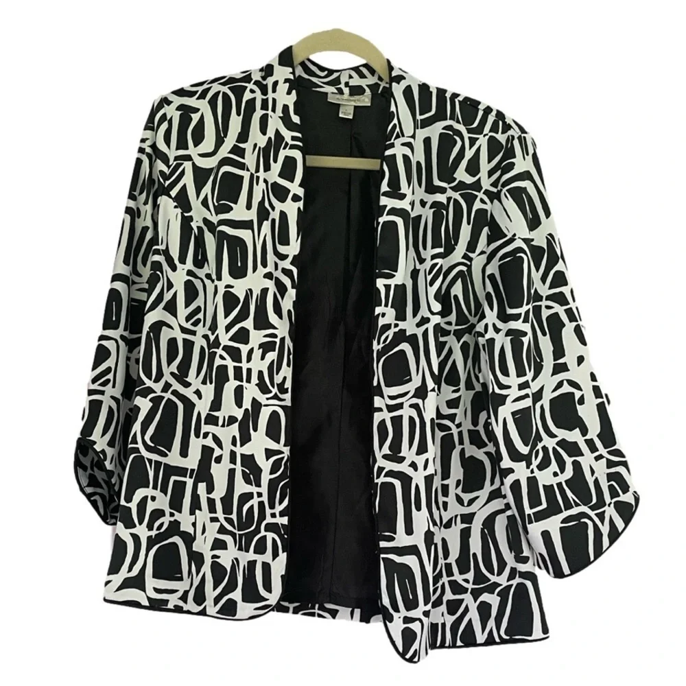 Dress Barn Abstract Monochrome Suit Jacket, L - Picture 3 of 10